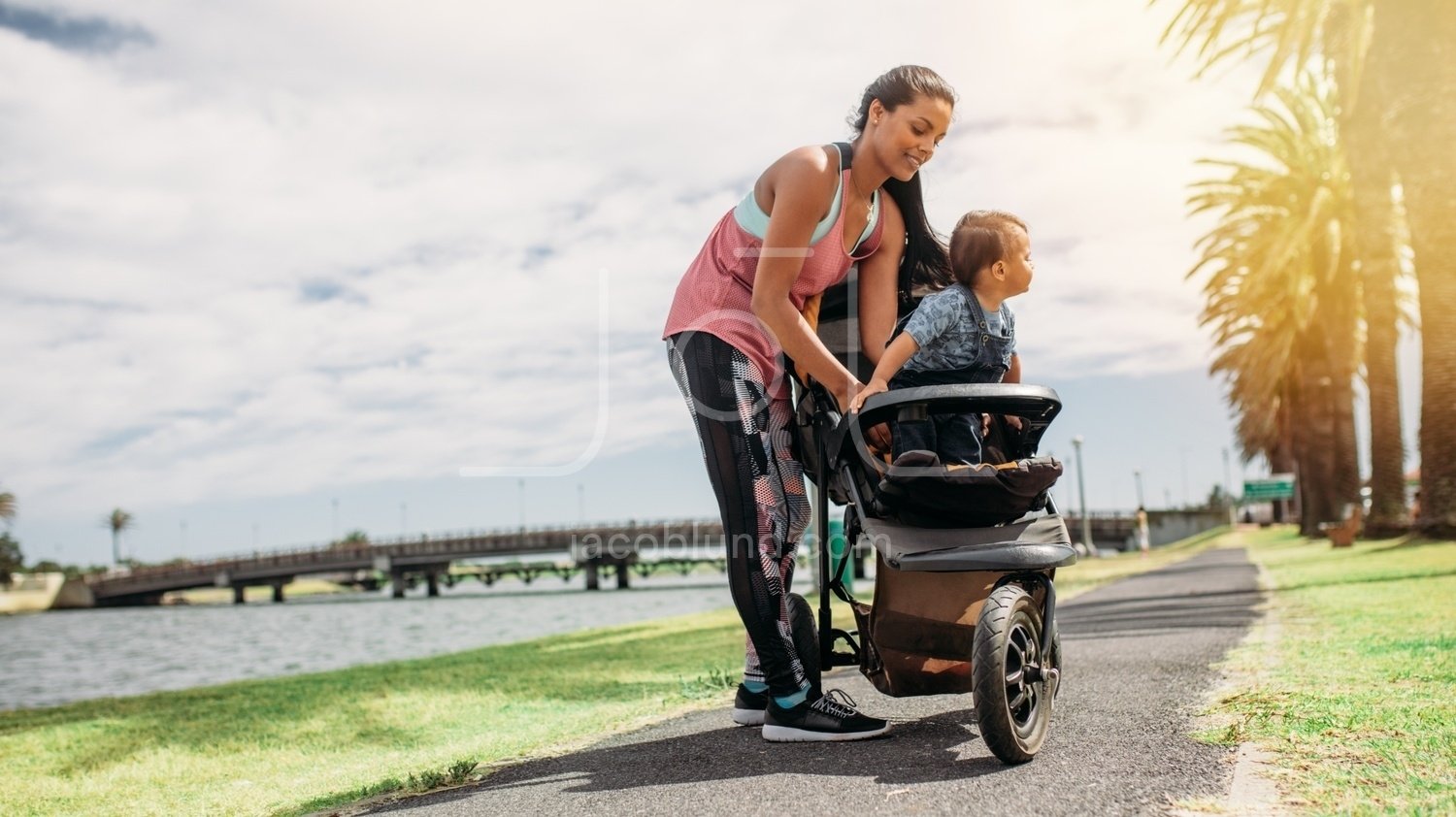 baby on a stroller