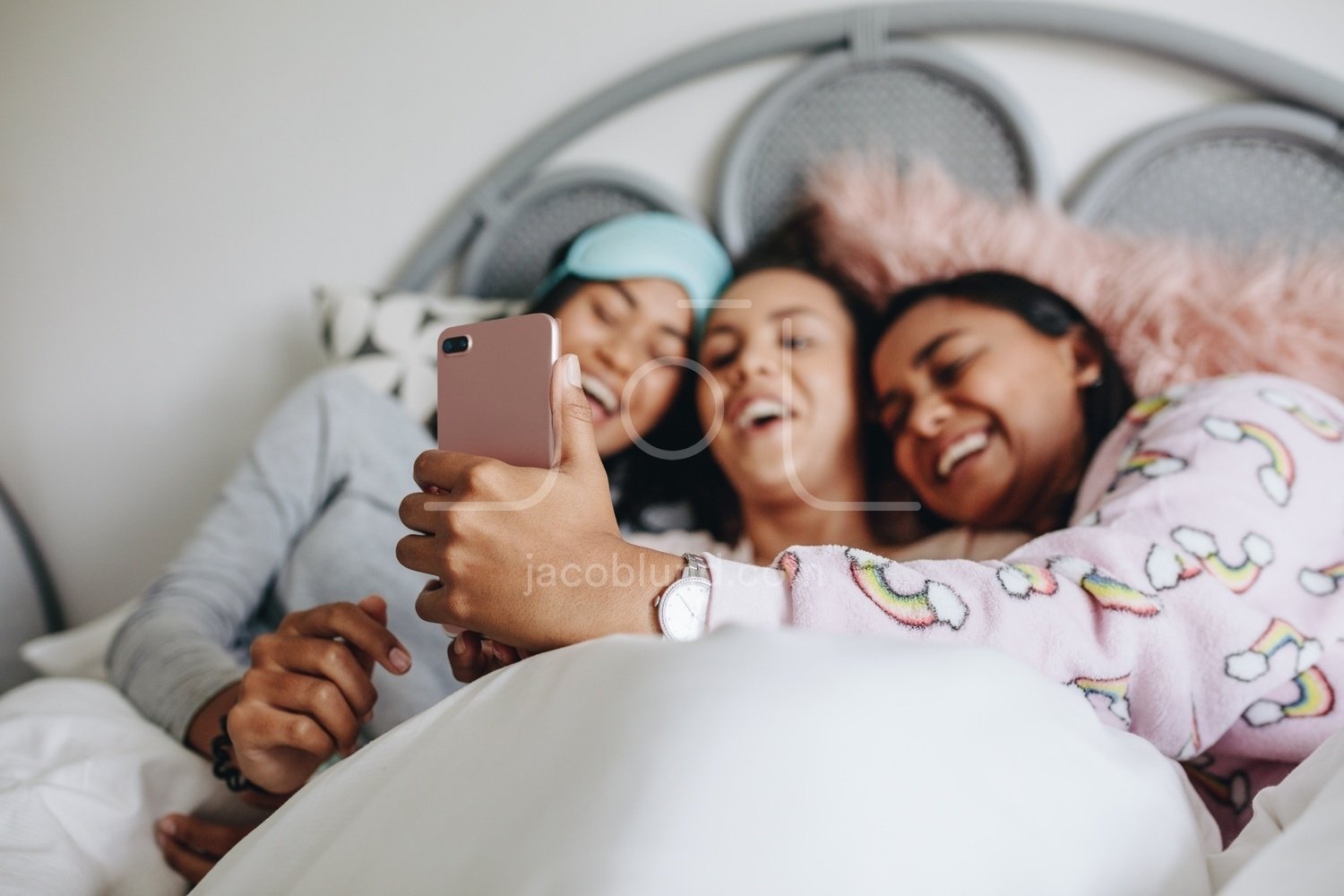 Three Girl Friends Having Fun During A Sleepover Jacob Lund