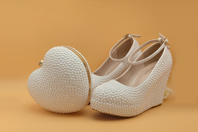 cream shoes and bag for wedding