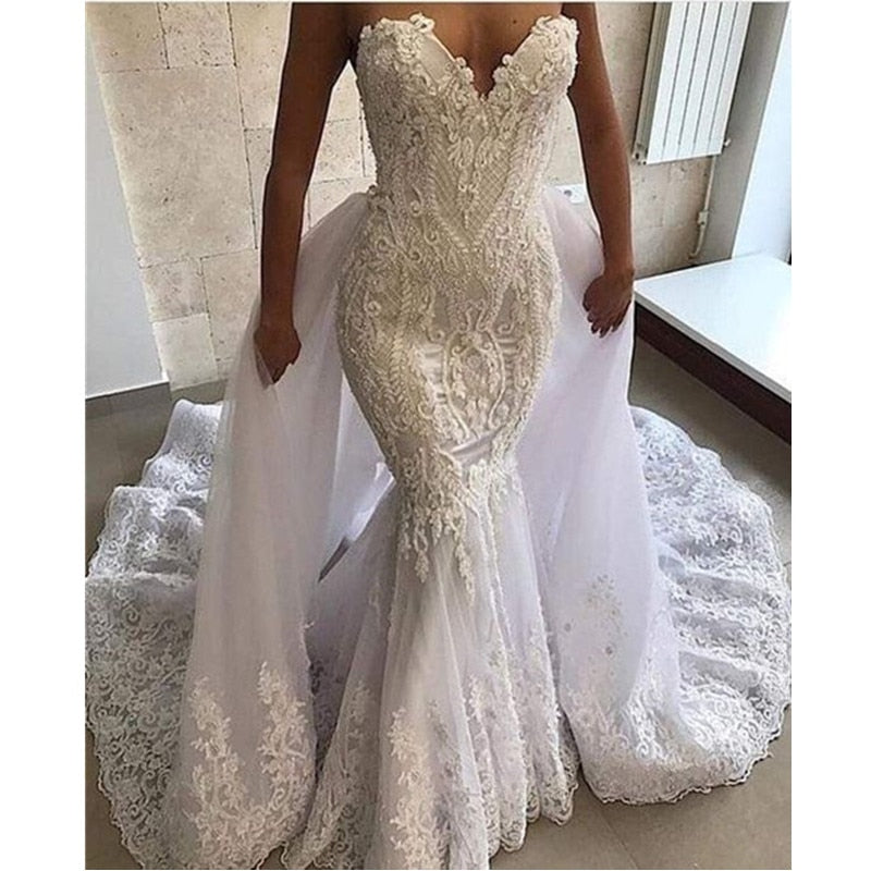 mermaid wedding dress with removable skirt