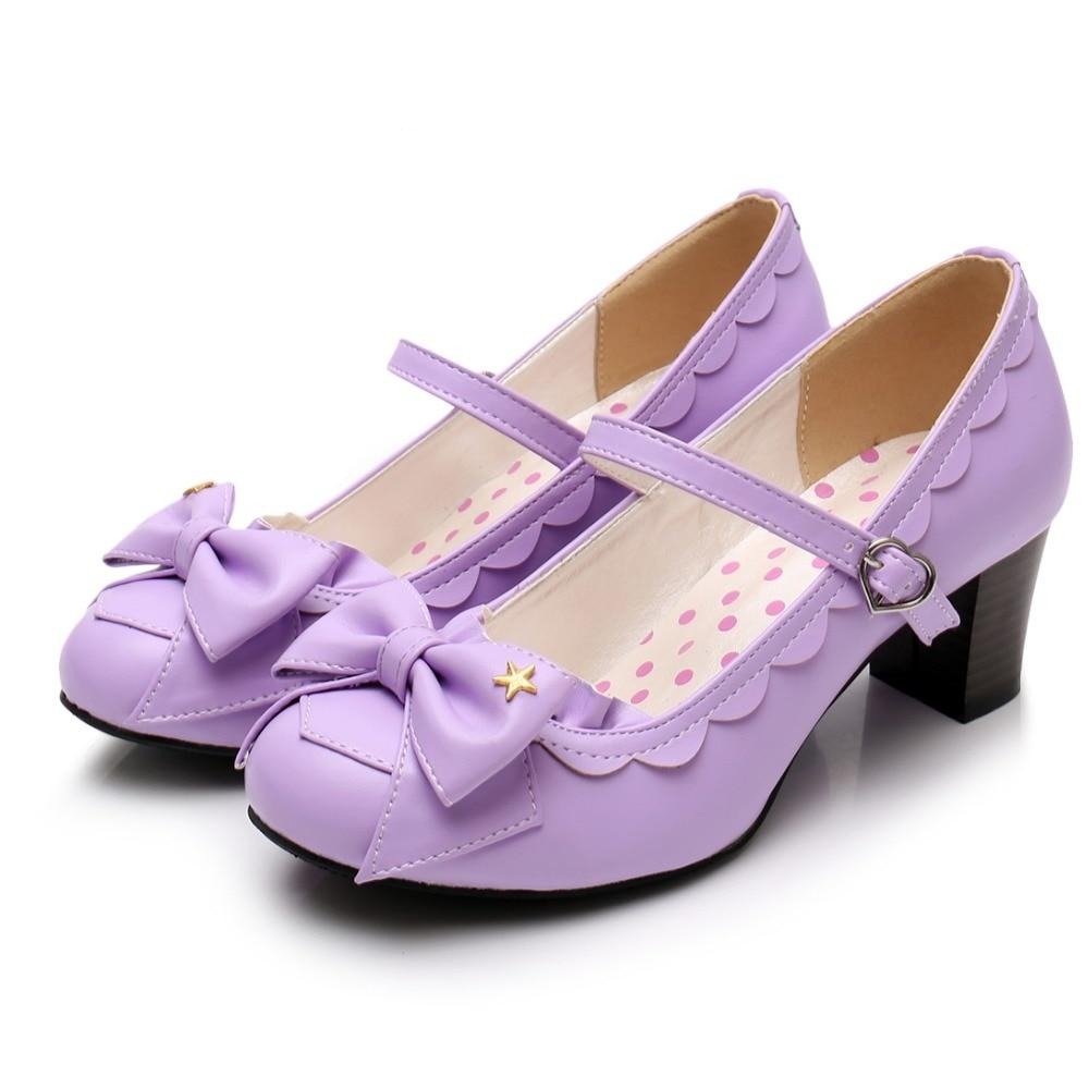 Women's Mary Jane Pumps - Sweet Bow High Heel Lolita Dress Shoes ...