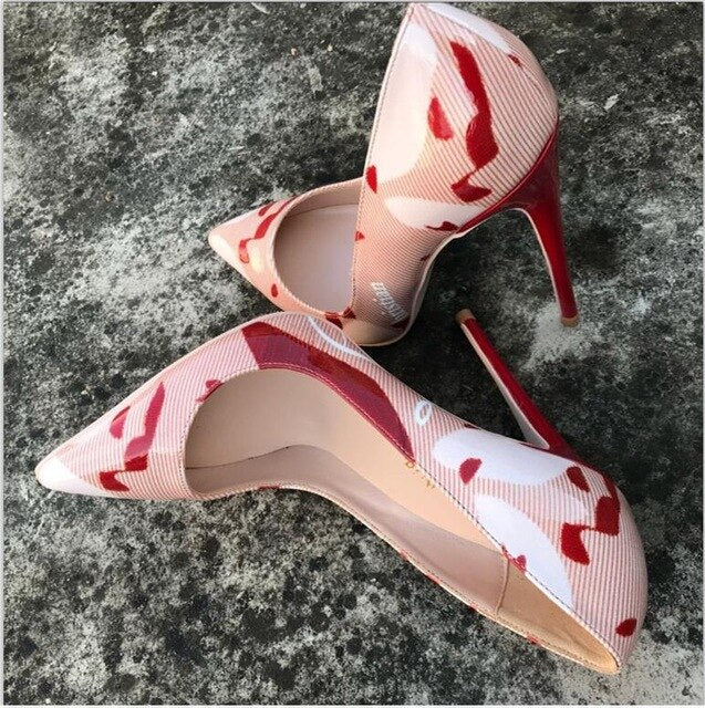 Load image into Gallery viewer, Red Printed Patent High Heel Shoes ...