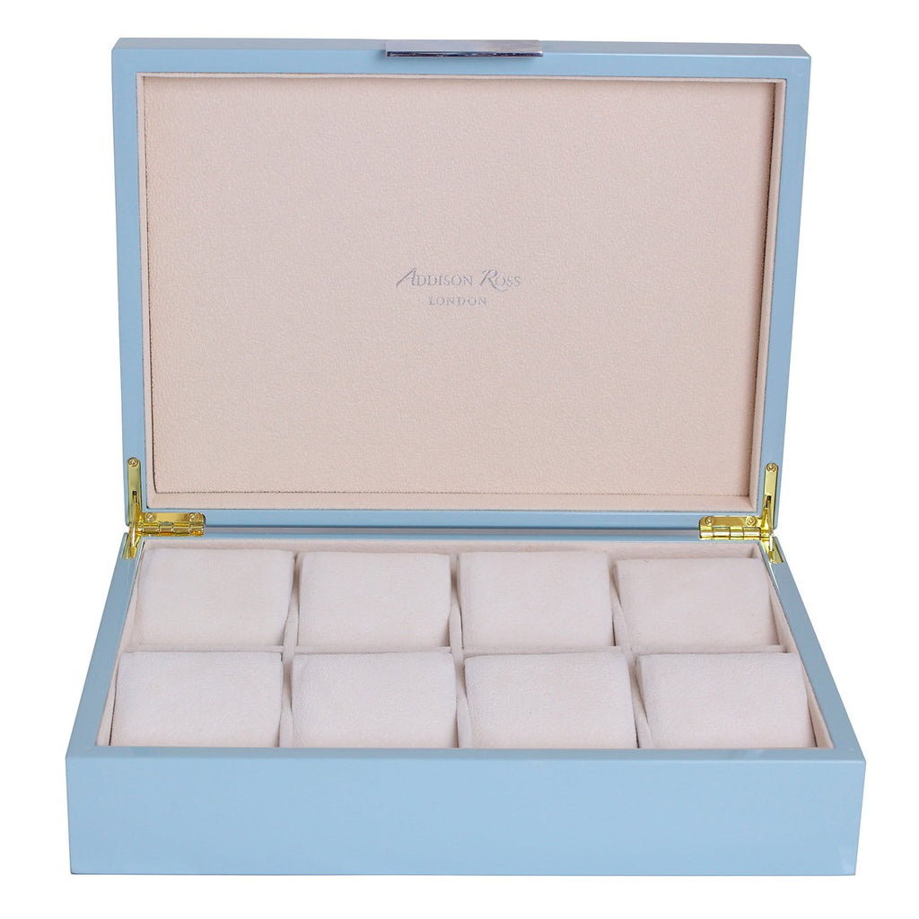 Large Pale Denim Blue Storage Box - Silver Plated Trim | Addison Ross ...