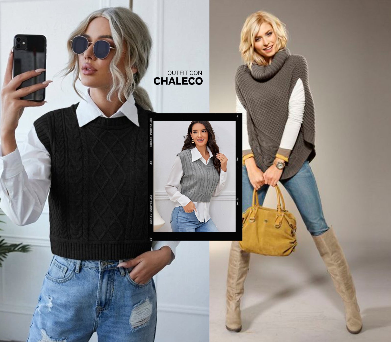 casual outfit con chaleco de vestir mujer