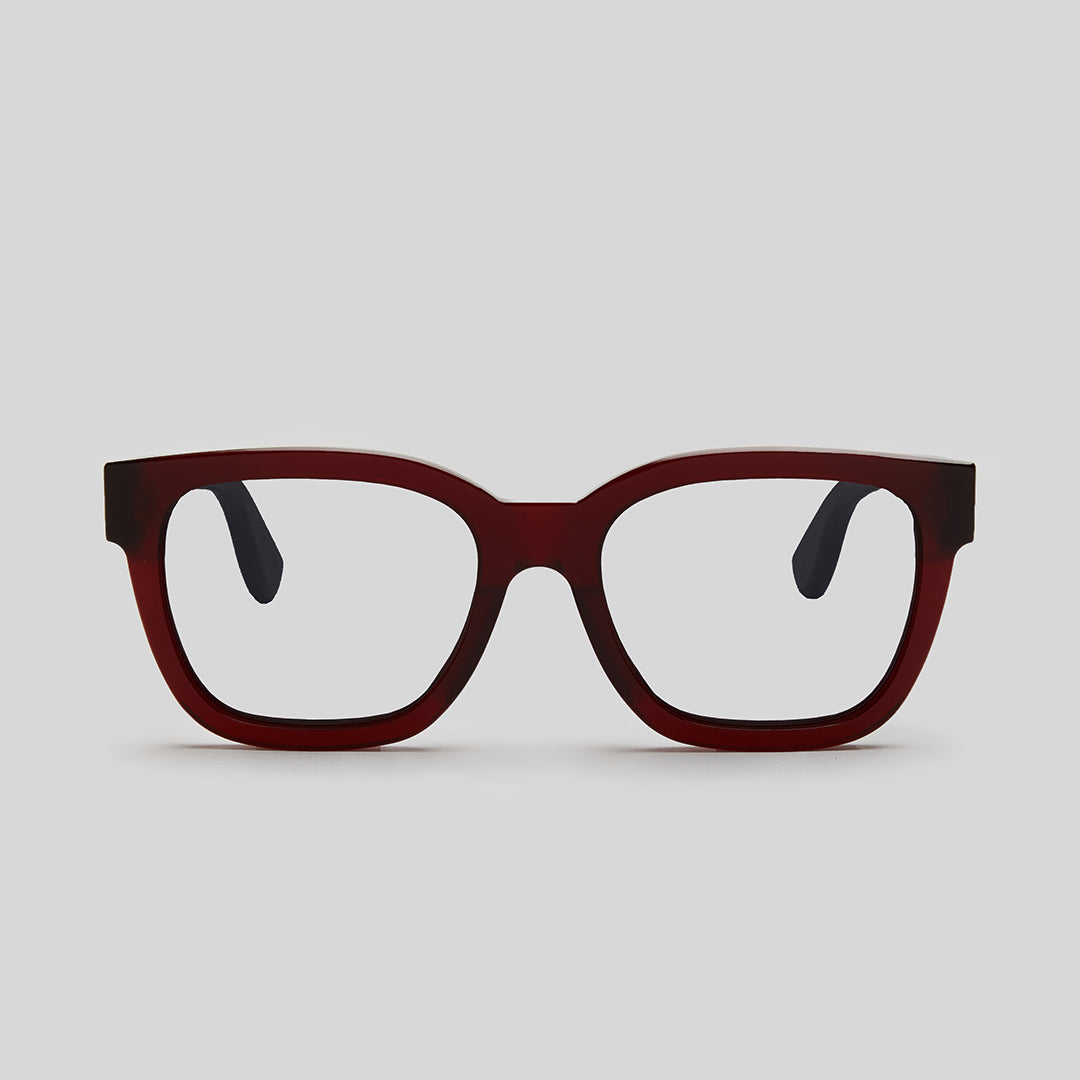 Crimson red square eyeglasses eco friendly sustainable fashion made in Japan unisex eyeglasses for men eyeglasses for women blue light blocker lenses 