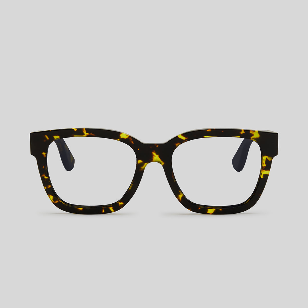 Yellow tortoise square eyeglasses eco friendly sustainable fashion made in Japan unisex eyeglasses for men eyeglasses for women blue light blocker lenses 