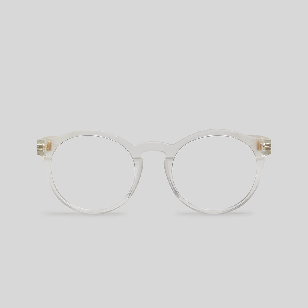 crystal round eyeglasses eco friendly sustainable fashion made in Japan unisex eyeglasses for men eyeglasses for women blue light blocker lenses