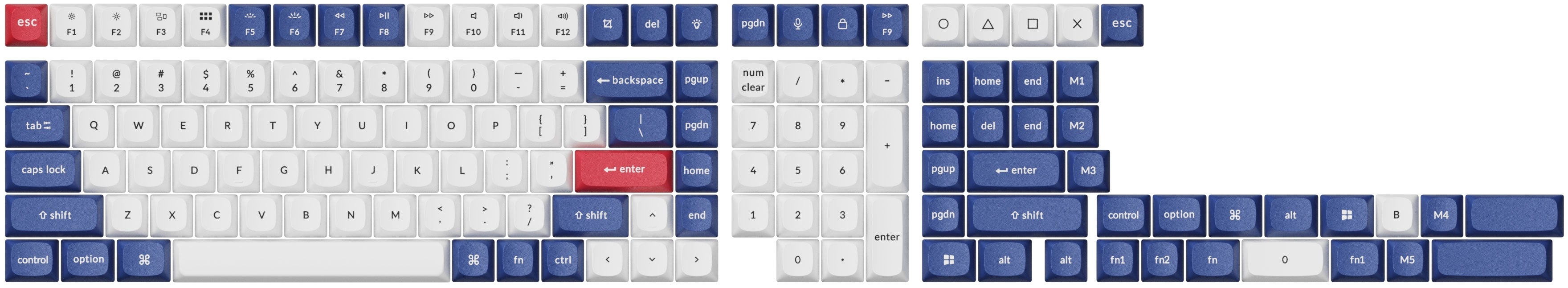 Double Shot PBT OSA Full Set Keycap Set-Light and Dark Blue