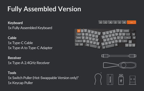 Package list of the Keychron K11 Max Wireless Mechanical Keyboard