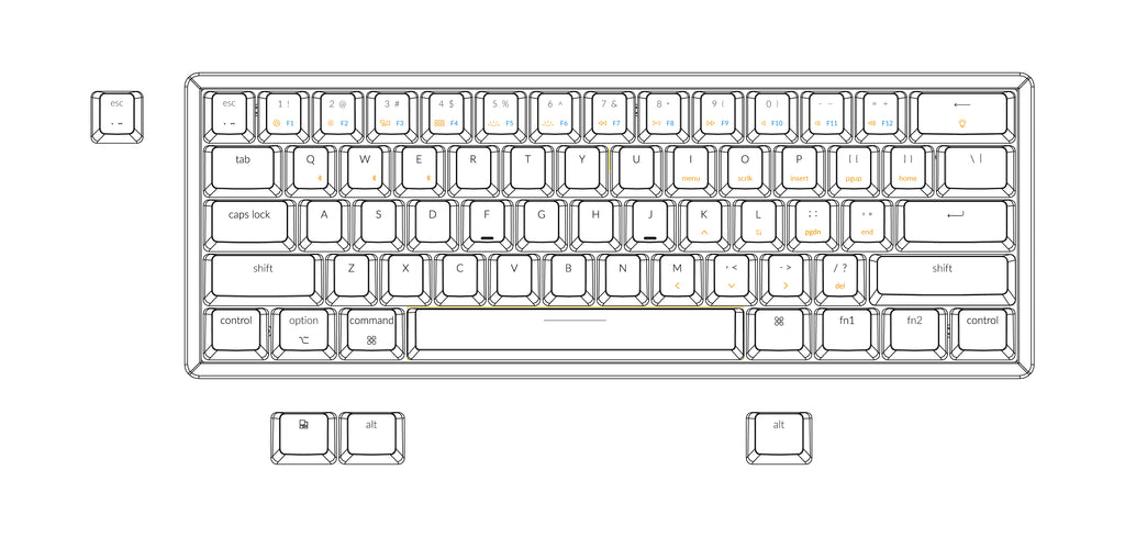 Keychron K12 60% compact wireless mechanical keyboard Mac and Windows keycaps