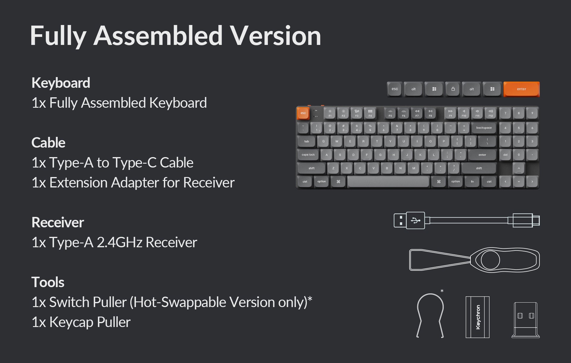 Package list of Keychron K13 Max QMK/VIA 80% ultra-slim wireless custom mechanical keyboard