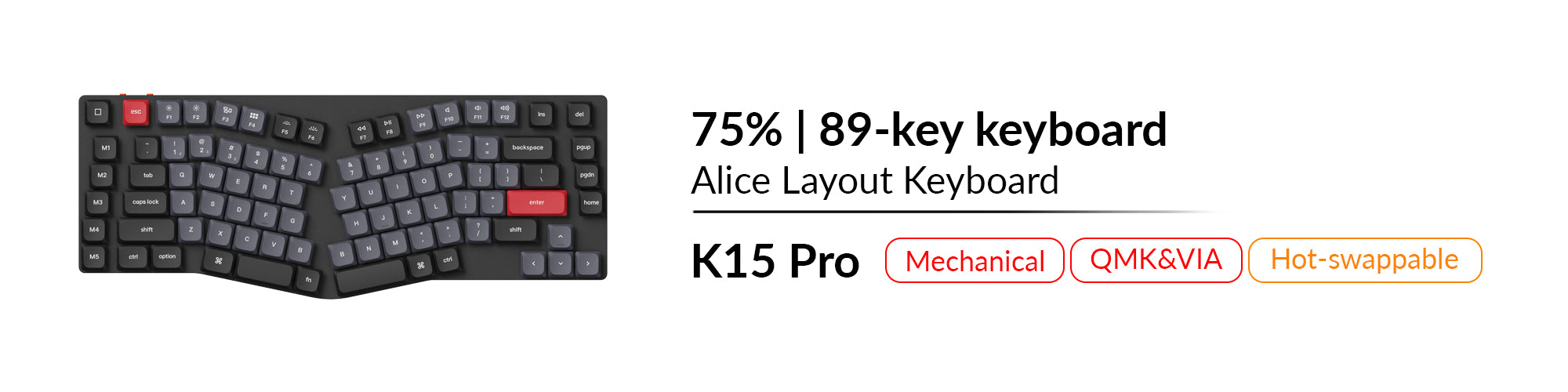 Keychron K15 Pro QMK VIA Wireless 70 Percent Mechanical Keyboard