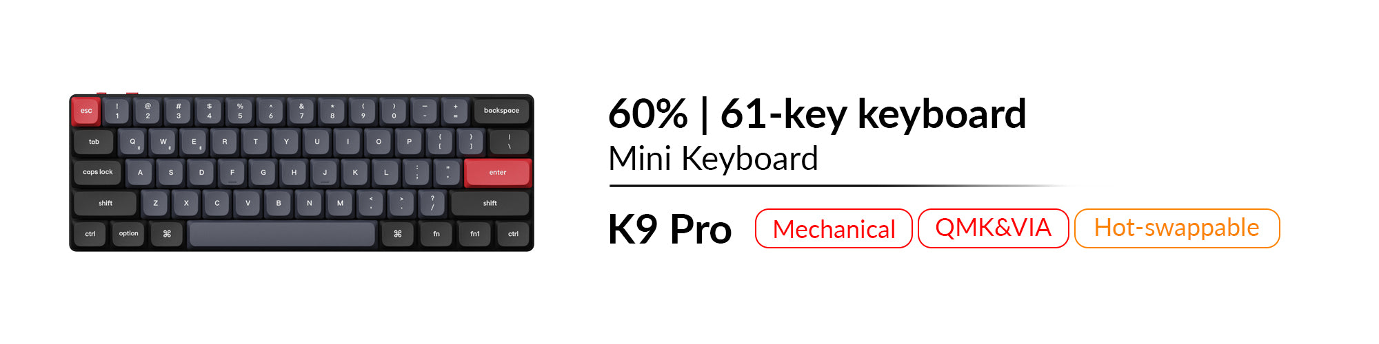 Keychron K9 Pro mechanical QMK VIA hot swappable tenkeyless 80 percent keyboard