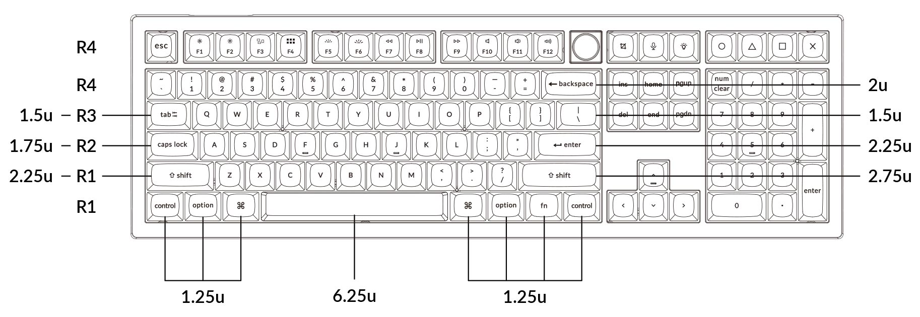 Keycap size of Keychron V6