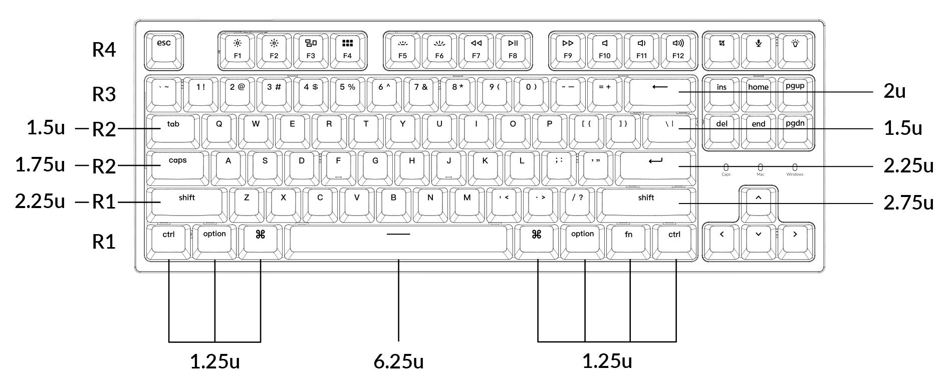 Keychron C1 Pro Keycap Size