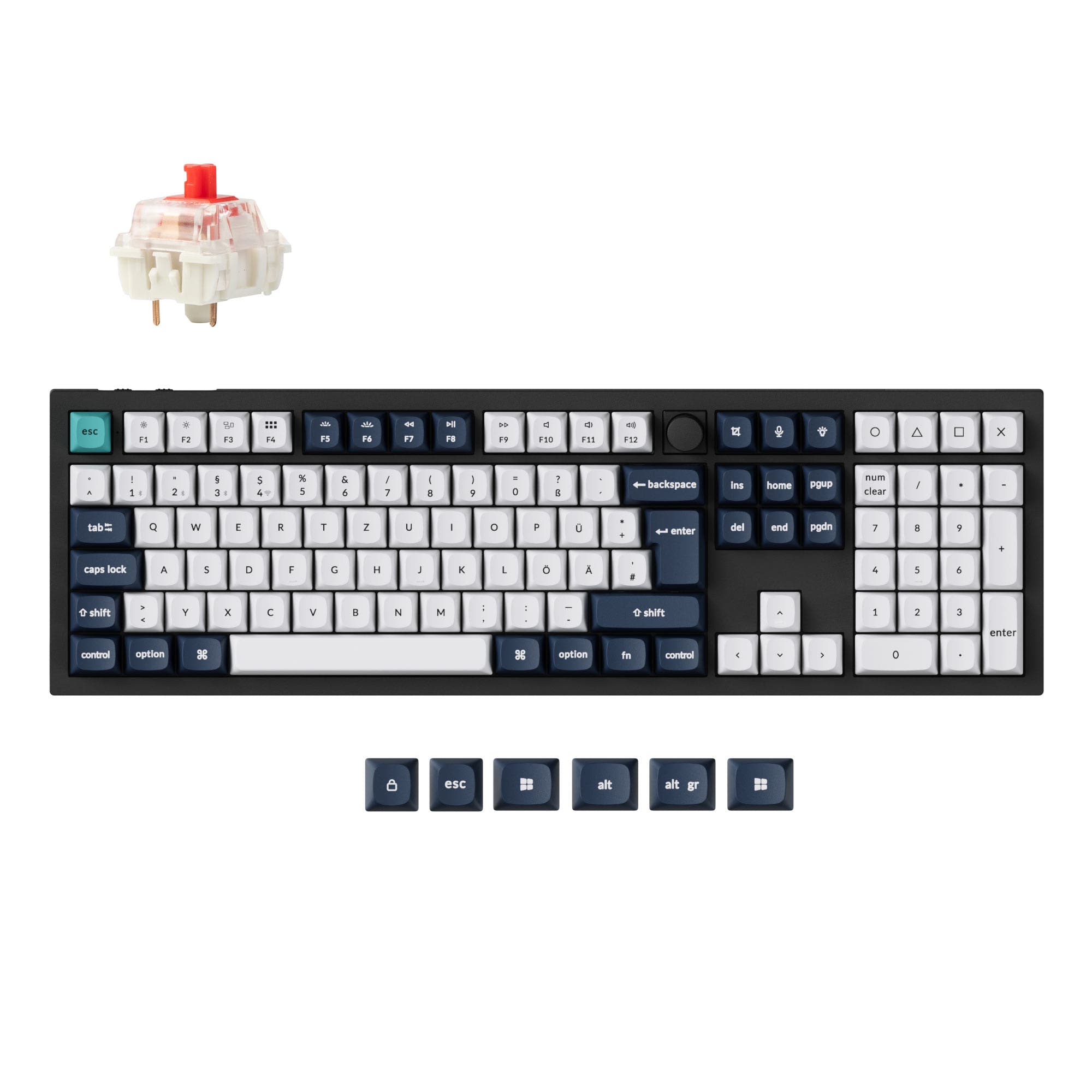 Keychron Q6 Max QMK/VIA Wireless Custom Mechanical Keyboard ISO Layout Collection Fully Assembled Knob (Carbon Black) / DE-ISO / Gateron Jupiter Red
