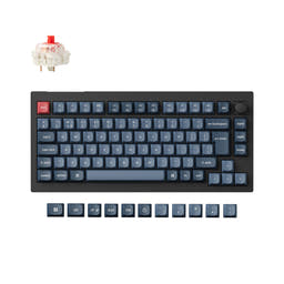 Keychron V1 Max QMK Wireless Custom Mechanical Keyboard ISO Layout Collection as variant: Fully Assembled Knob (Carbon Black) / UK-ISO / Gateron Jupiter Red