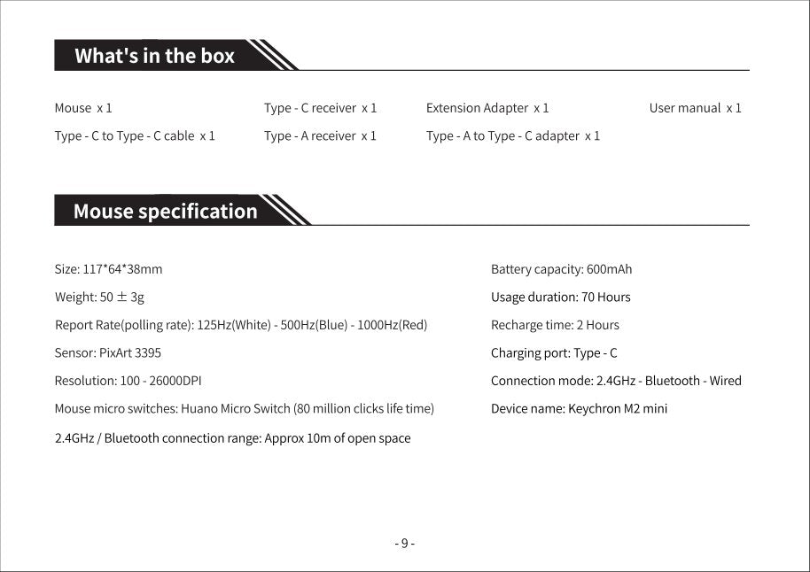 Keychron M2 Mini Wireless Mouse User Manual