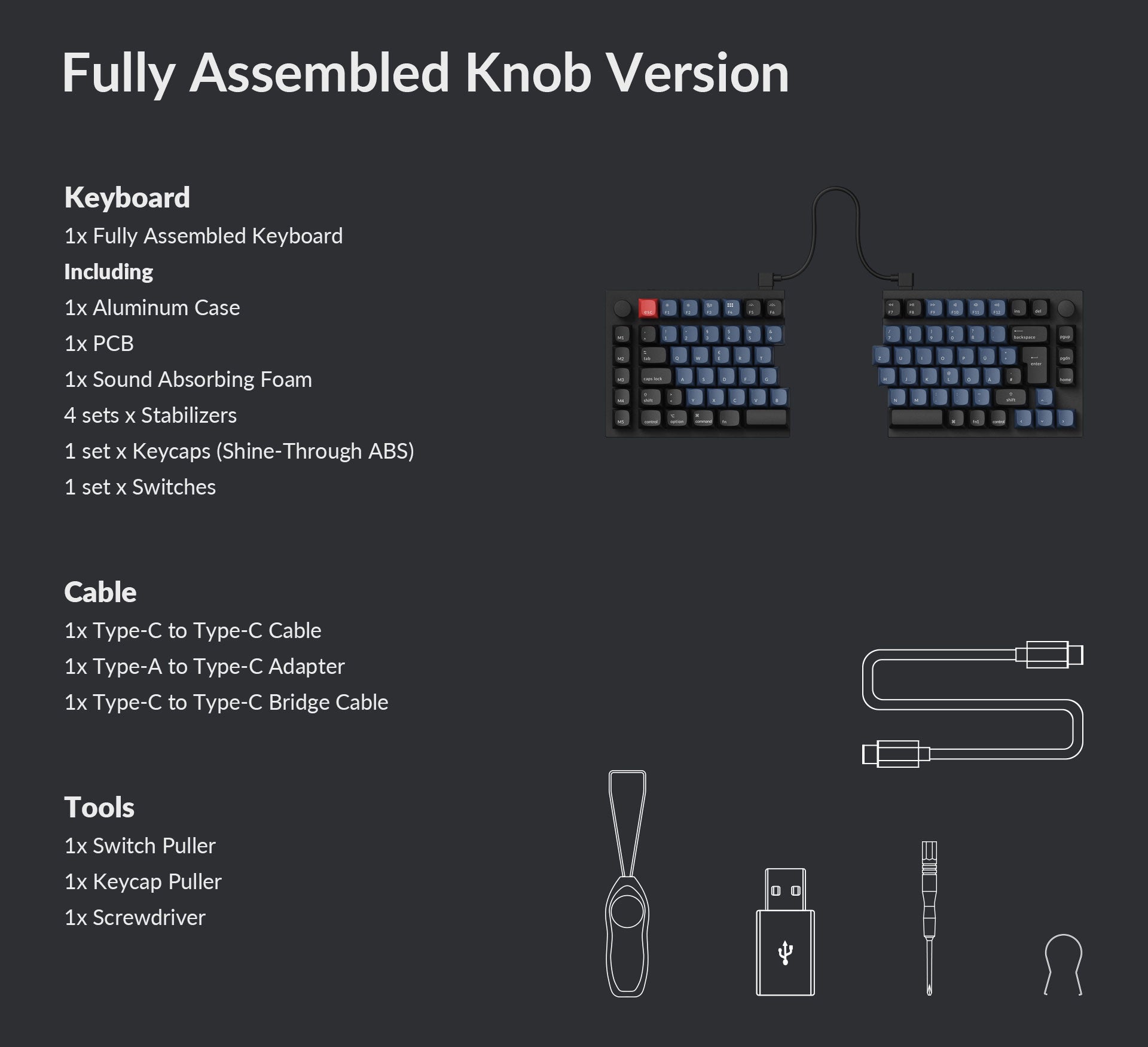 Package List of Keychron Q11 75% Layout Split Custom Mechanical Keyboard ISO Layout