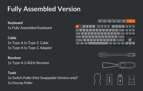 Package list of the Keychron K1 Max Wireless Mechanical Keyboard