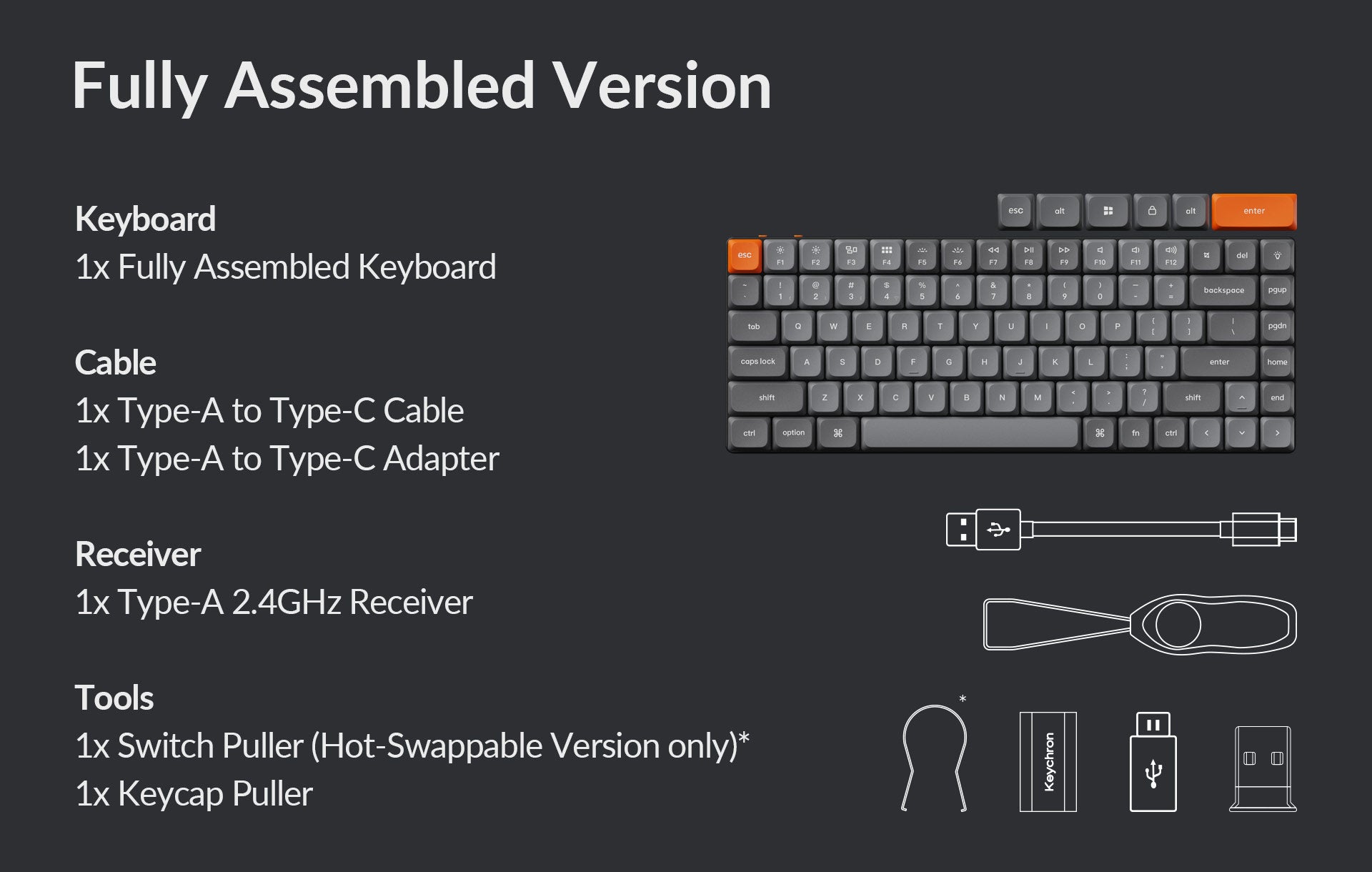 Package list of Keychron K13 Max QMK/VIA 80% ultra-slim wireless custom mechanical keyboard
