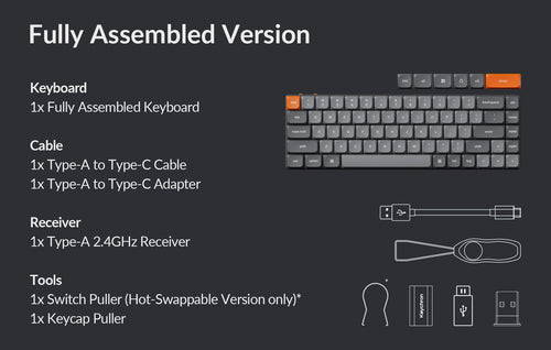 Package list of the Keychron K7 Max Wireless Mechanical Keyboard