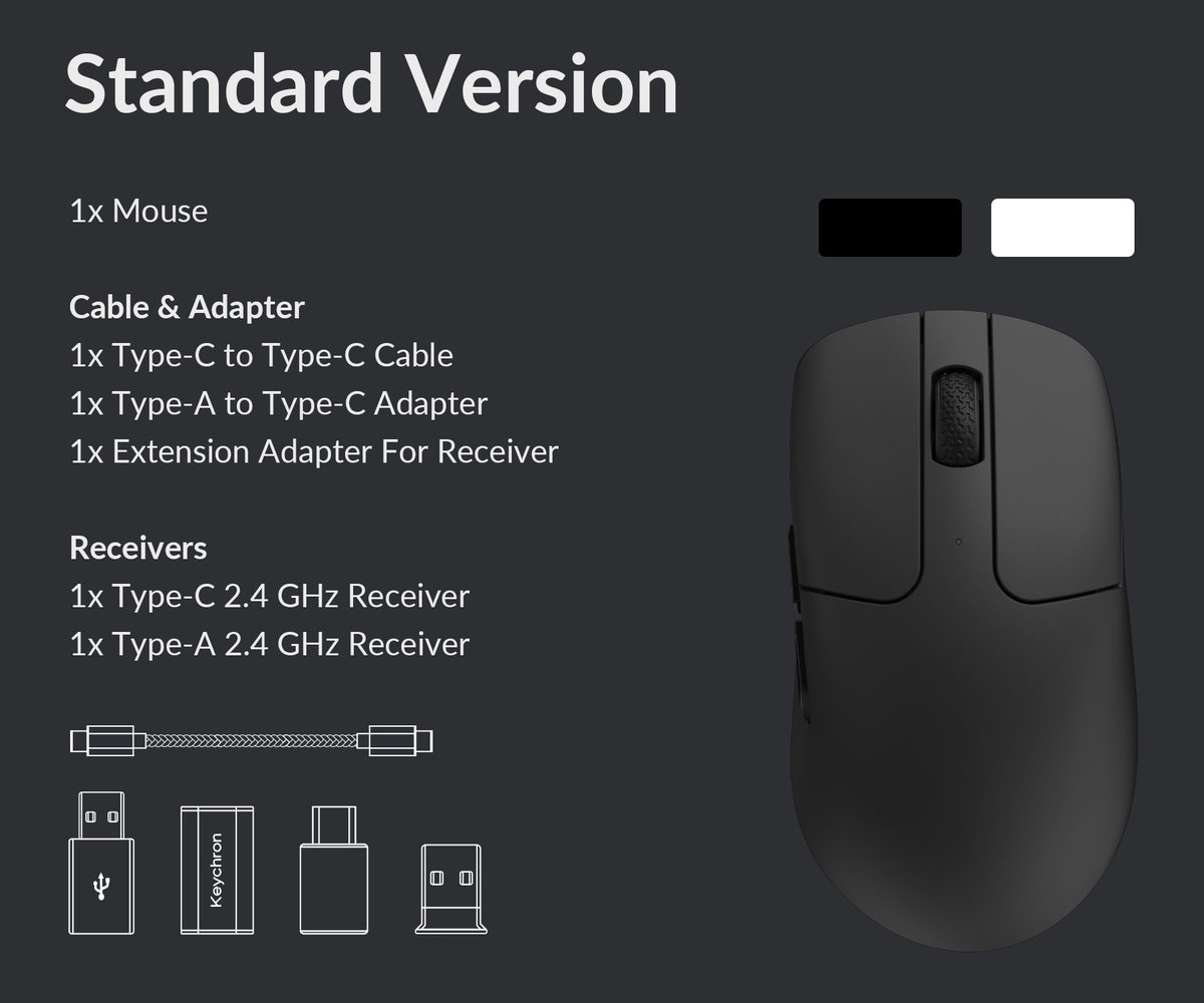 Package Llist of the Keychron M2 Wireless Optical Mouse