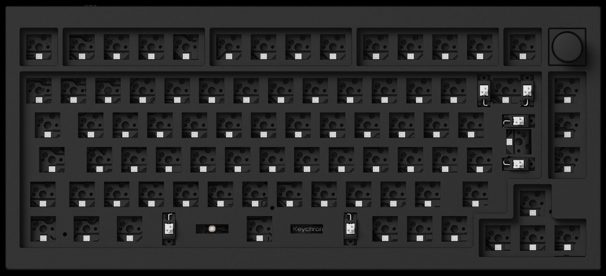 Barebone US layout of Keychron Q1 QMK VIA 75% layout custom mechanical keyboard with rotary encoder knob version