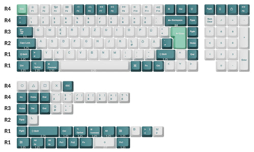 ISO OEM Dye Sub PBT Full Set Keycap Set-White Mint