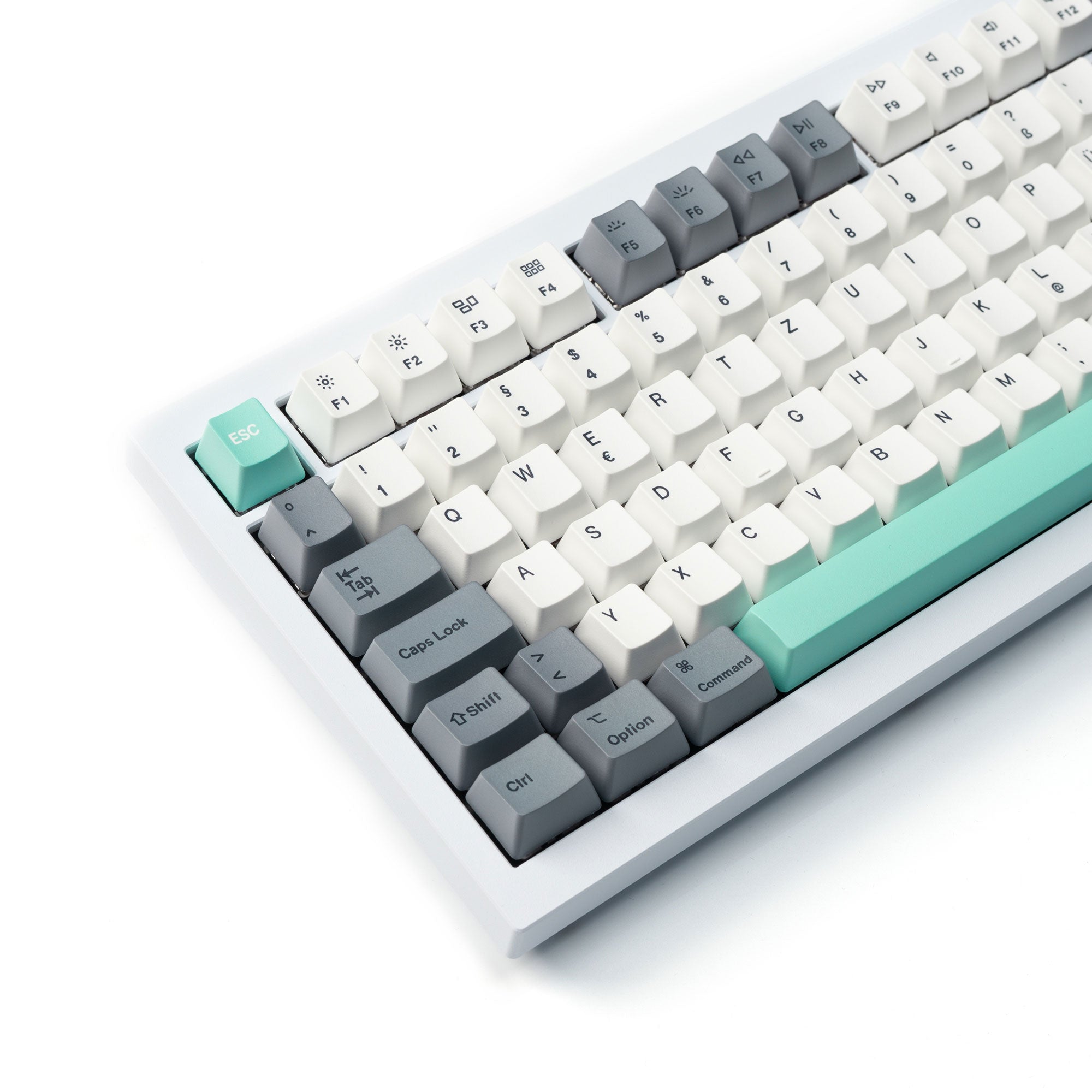 ISO OEM Dye-Sub PBT Full Set Keycap Set - Gray White Mint