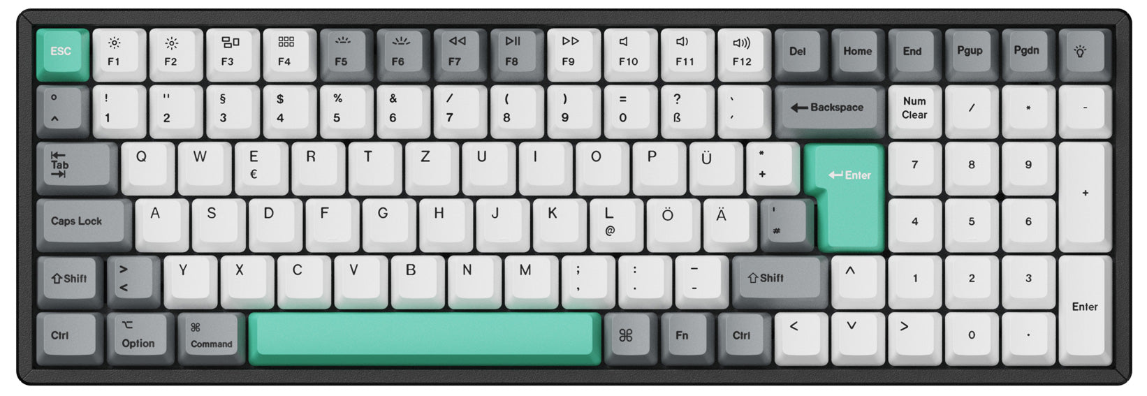 ISO OEM Dye-Sub PBT Full Set Keycap Set - Gray White Mint