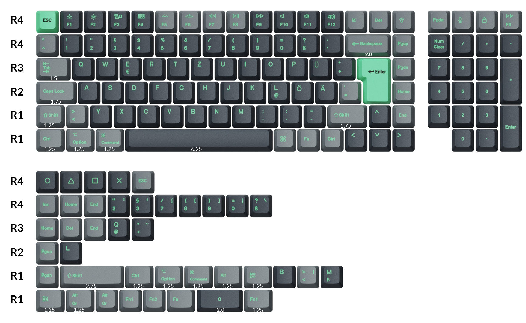 ISO OEM Dye-Sub PBT Full Set Keycap Set - Hacker Mint