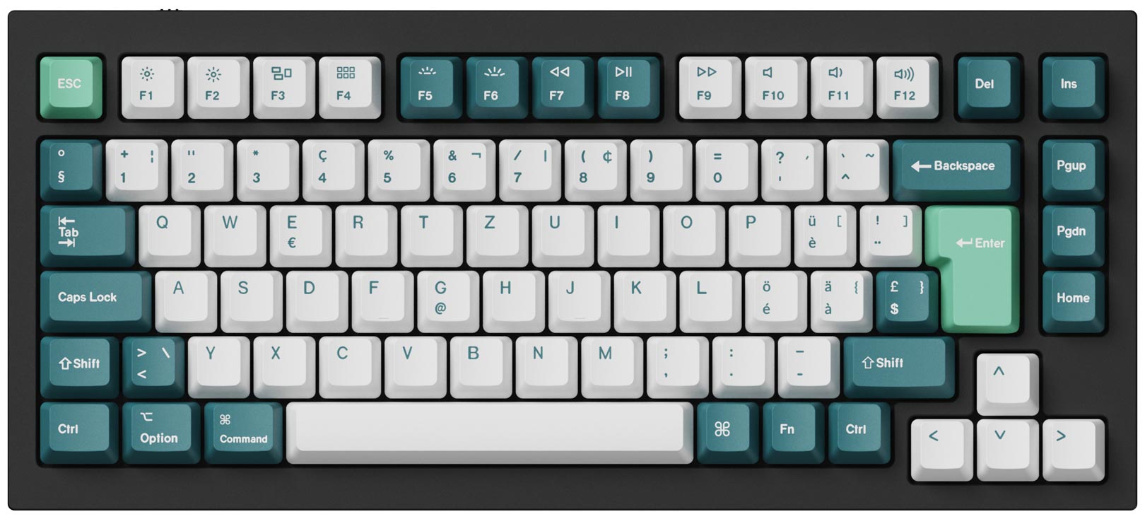 ISO OEM Dye Sub PBT Full Set Keycap Set-White Mint