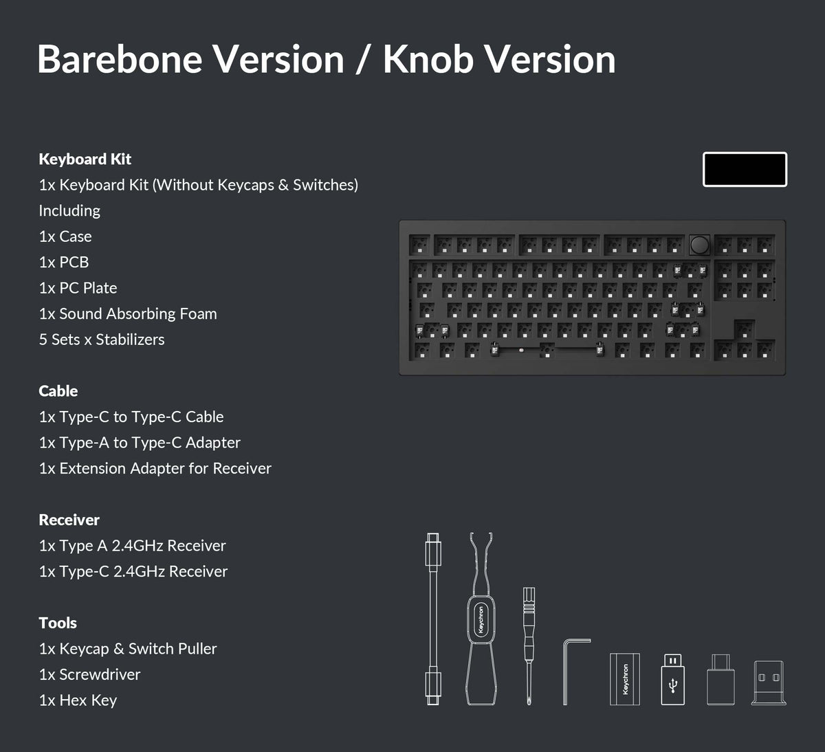 Package list of Keychron V3 Max Custom Mechanical Keyboard