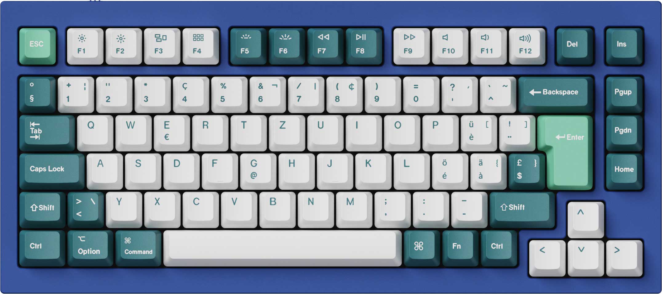 ISO OEM Dye Sub PBT Full Set Keycap Set-White Mint