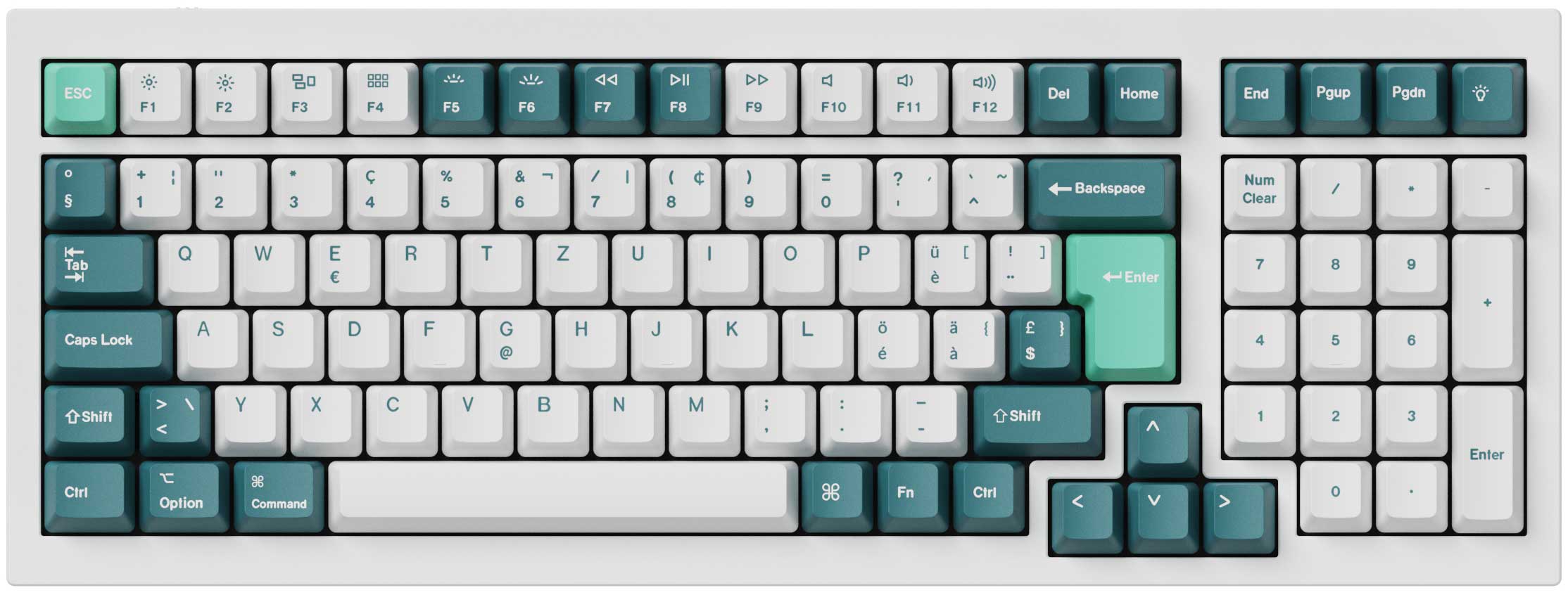 ISO OEM Dye Sub PBT Full Set Keycap Set-White Mint