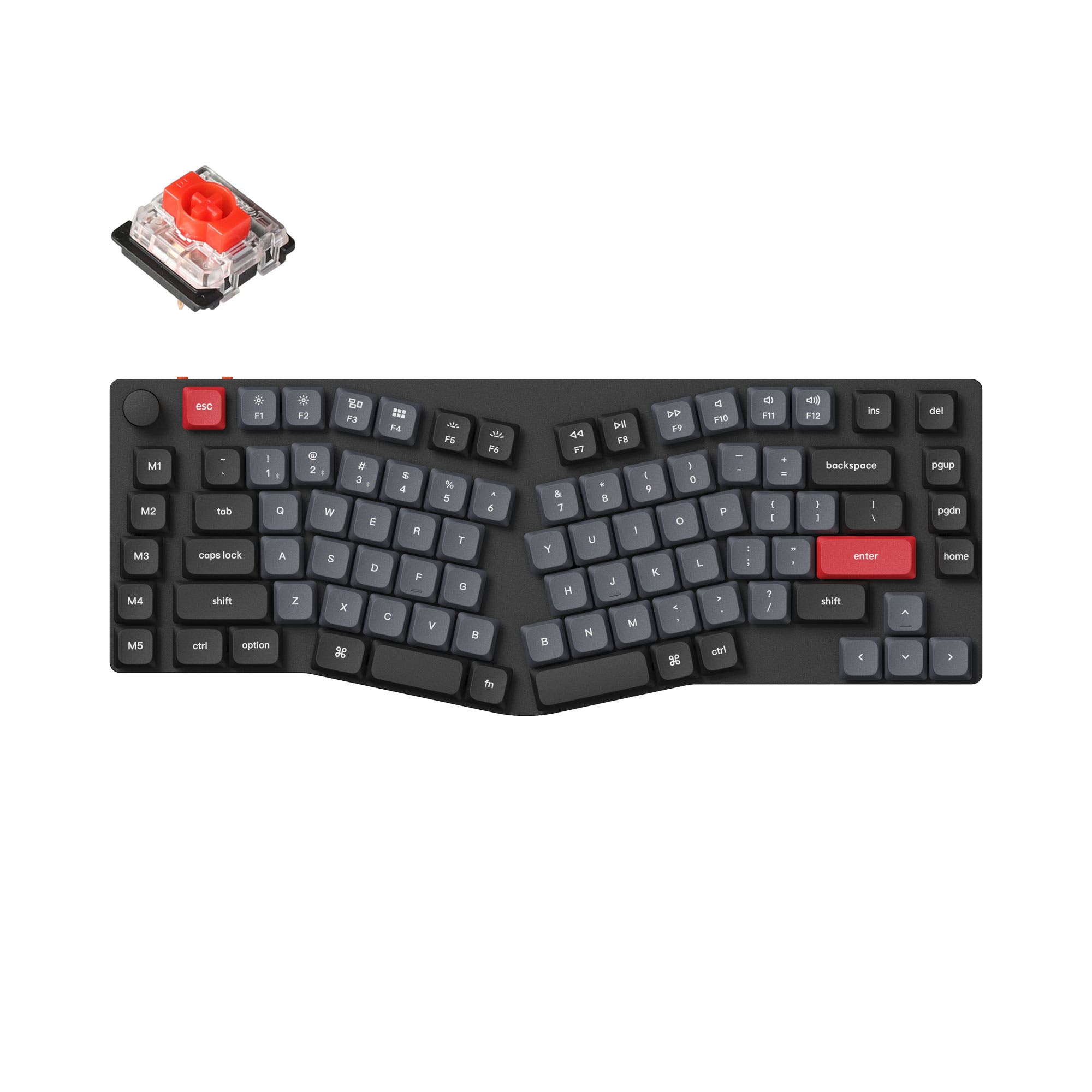 Keychron K15 Pro (Alice Layout) QMK/VIA Wireless Custom Mechanical Keyboard White Backlight / Low Profile Gateron Mechanical / Red