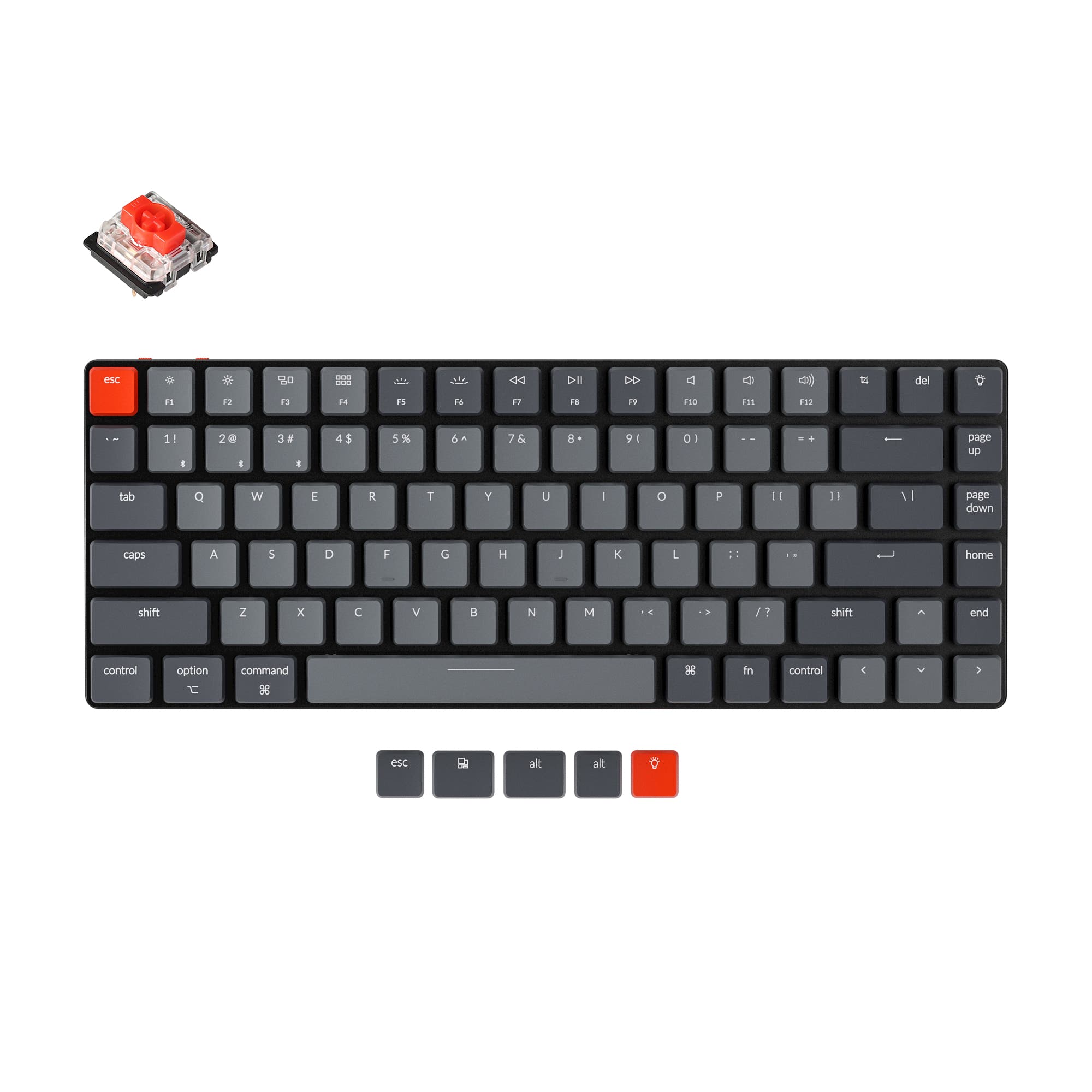 Keychron K3 Ultra-slim Wireless Mechanical Keyboard (Version 2) White Backlight / Low Profile Gateron Mechanical / Red