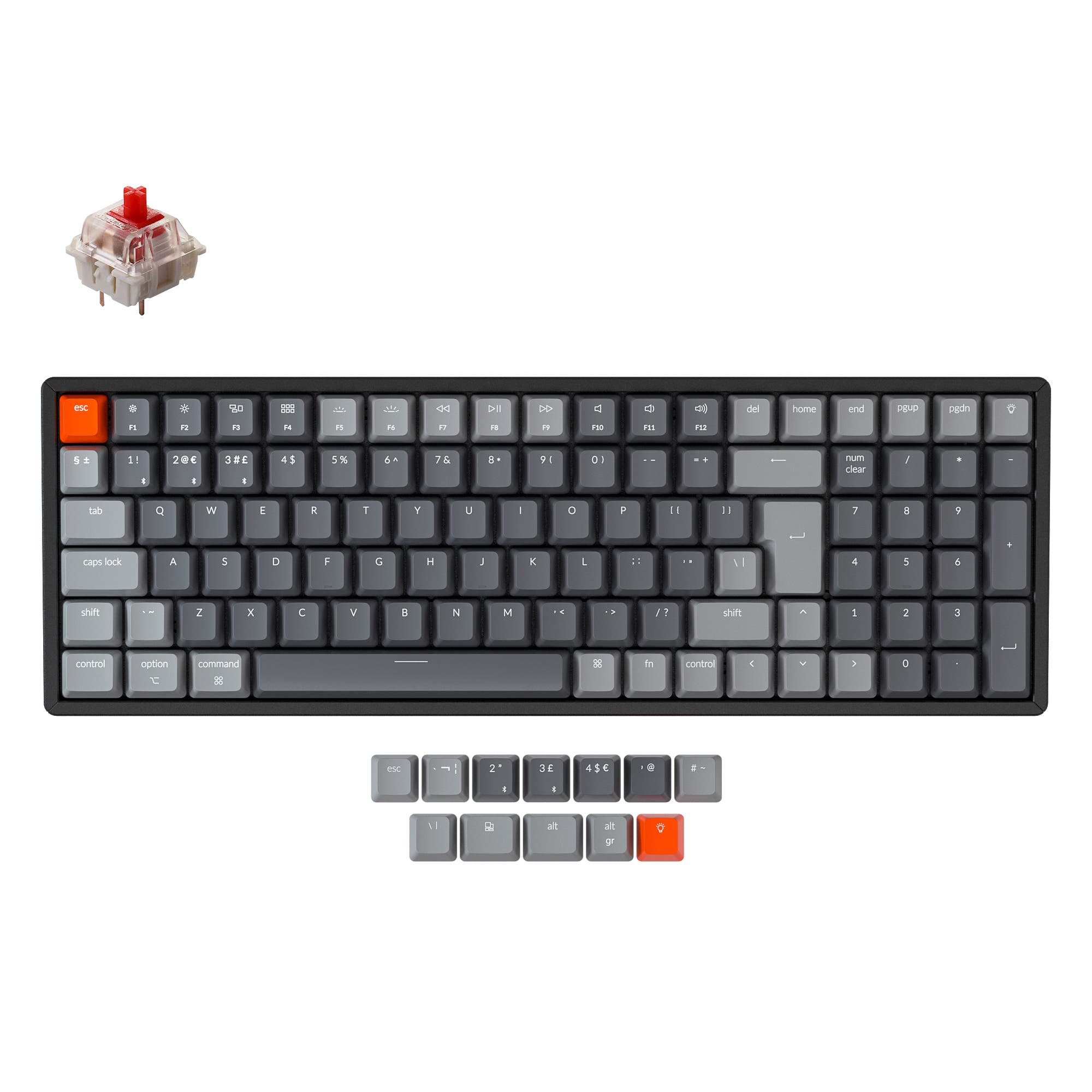 Keychron K4 Wireless Mechanical Keyboard (UK ISO Layout) - Version 2 RGB Backlight Aluminum Frame / Gateron G Pro Mechanical / Red