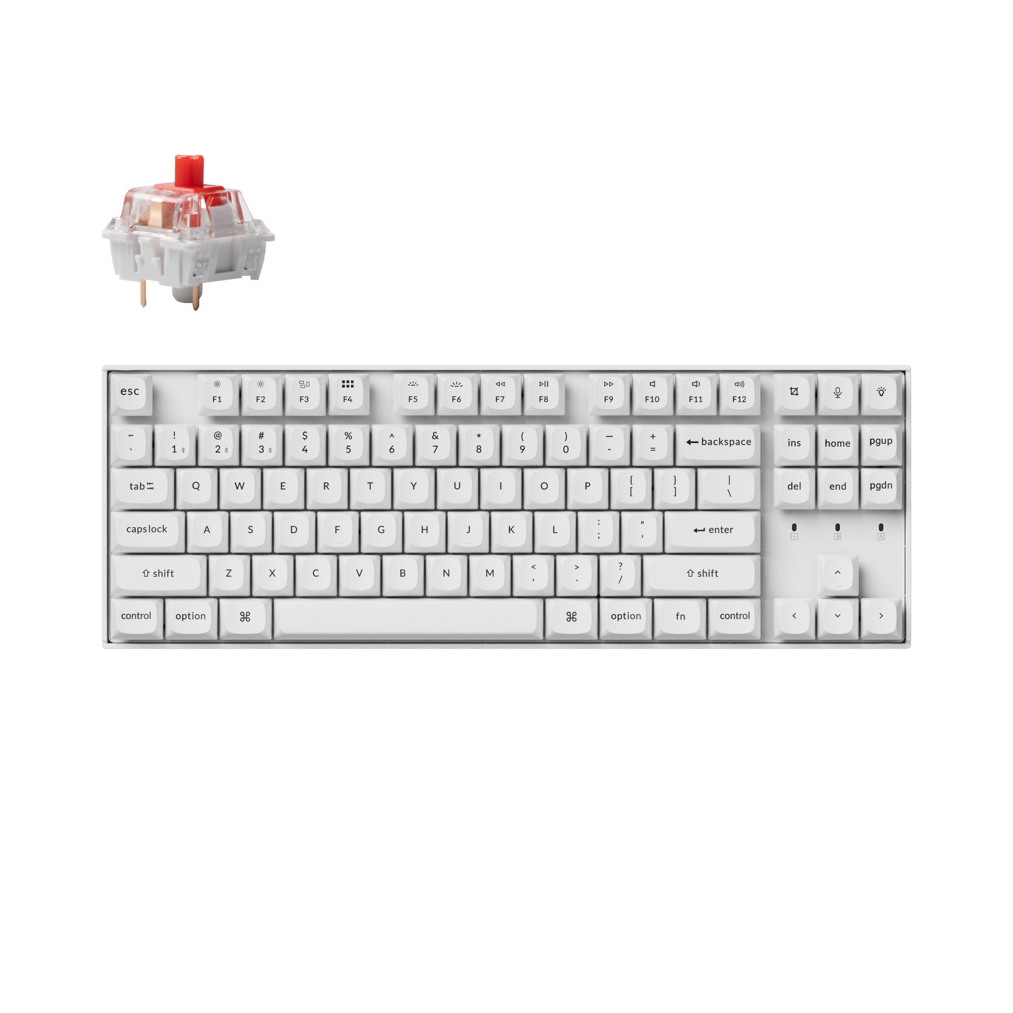 White - Fully Assembled (Hot-Swappable) / White Backlight / K Pro Red