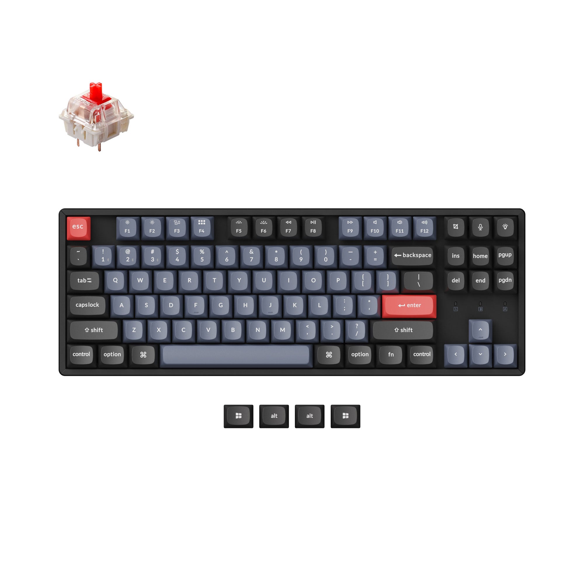 Black - Fully Assembled (Hot-Swappable) / RGB Backlight Aluminum Frame / Gateron G Pro Red