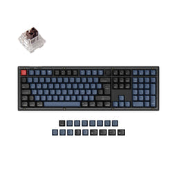 Keychron V6 QMK Custom Mechanical Keyboard ISO Layout Collection as variant: Fully Assembled Knob (Frosted Black)-ABS Keycaps / DE-ISO / Keychron K Pro Brown