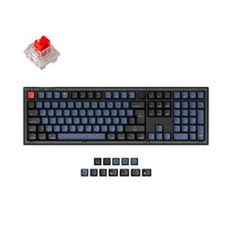 Keychron V6 QMK Custom Mechanical Keyboard ISO Layout Collection as variant: Fully Assembled Knob (Frosted Black)-ABS Keycaps / UK-ISO / Keychron K Pro Red