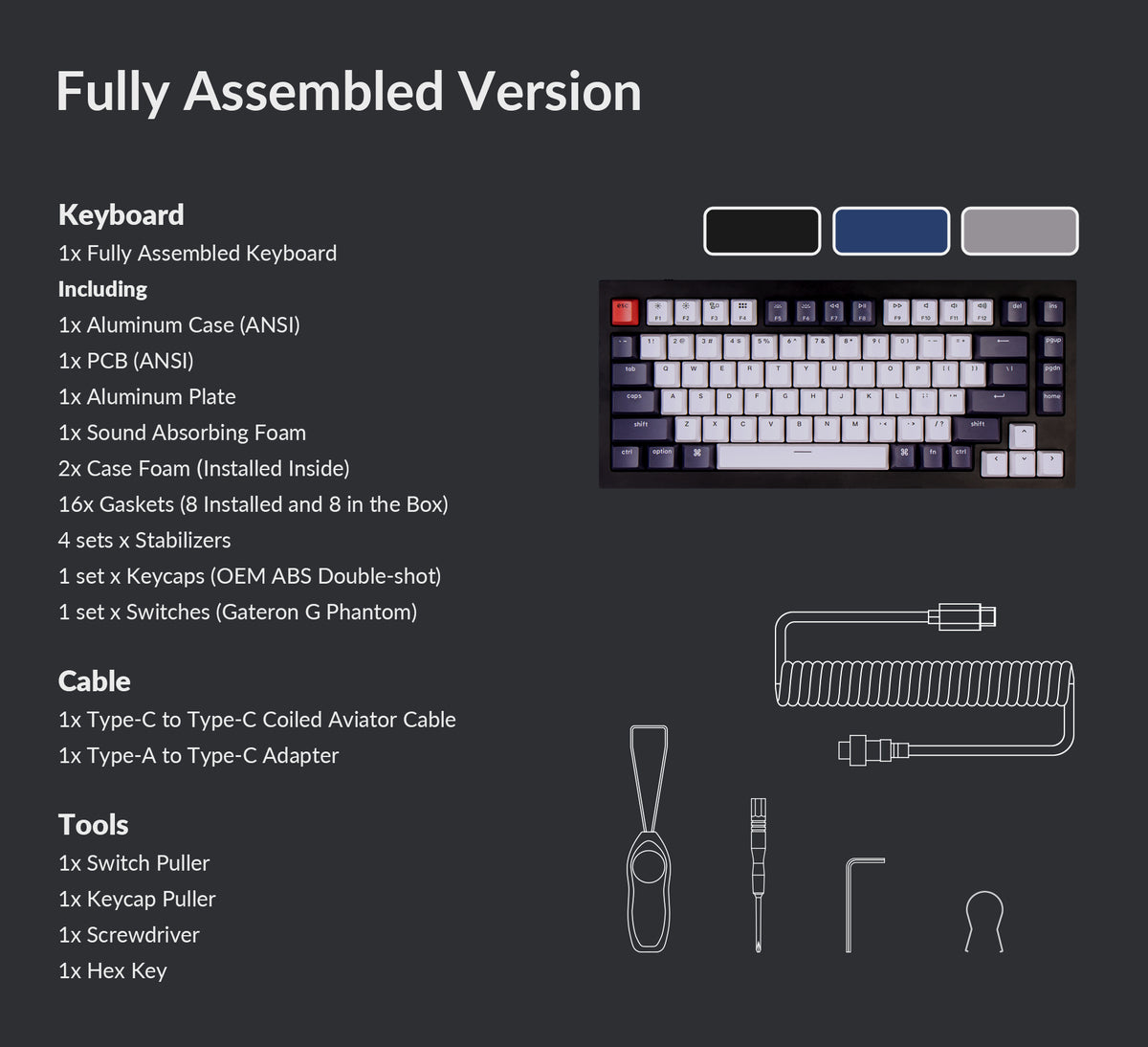 Keychron Q1 75% Custom Mechanical Keyboard Fully Assembled Version