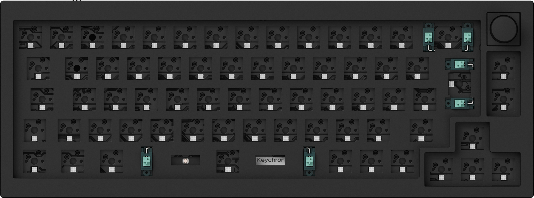 Barebone US layout of Keychron Q2 QMK VIA 65% layout custom mechanical keyboard with rotary encoder knob version