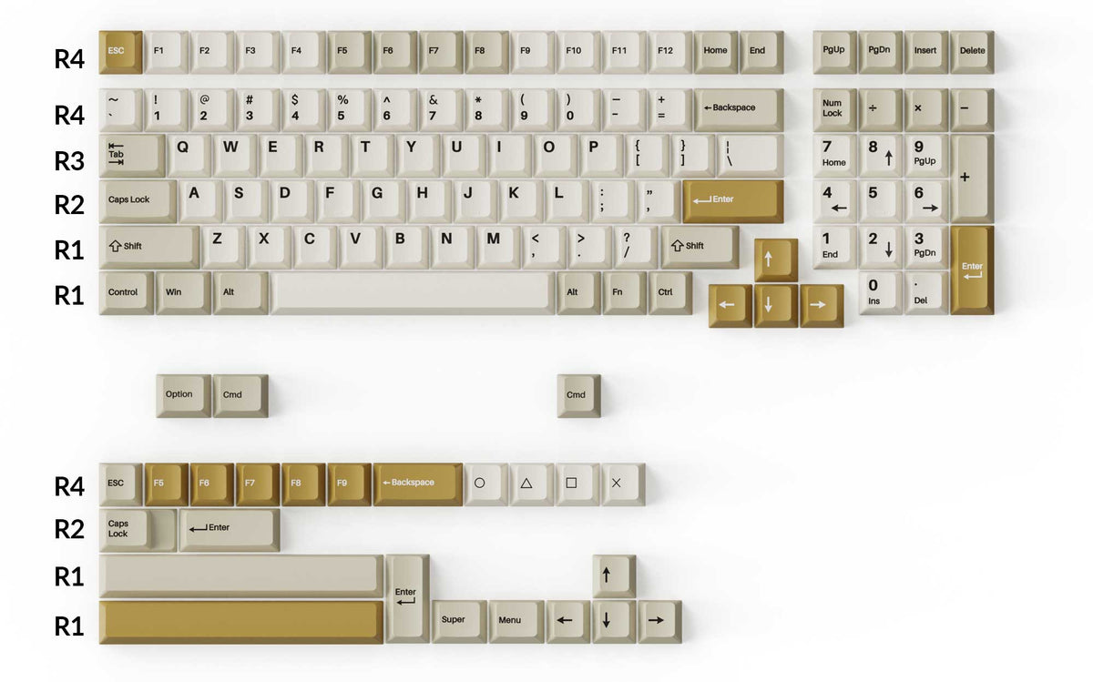 Cherry Profile Double-Shot PBT Keycaps Full Set - Camel