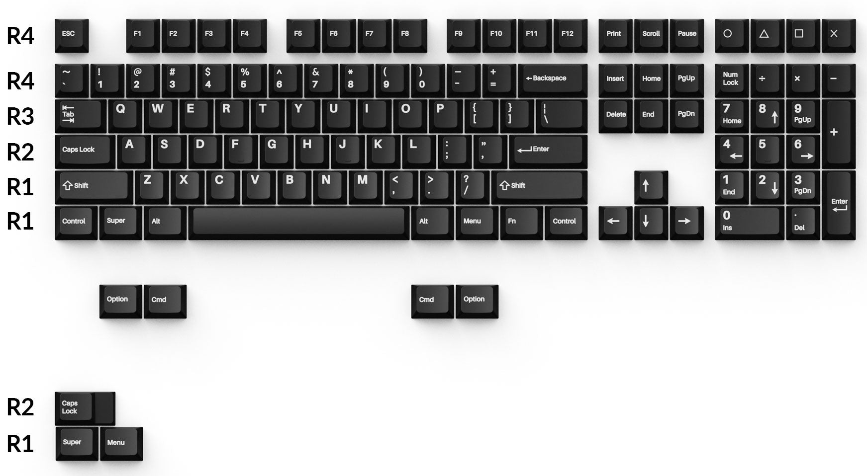 Keychron double-shot PBT Cherry full set keycap set-White on Black Wob