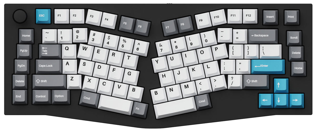 Keychron Double-Shot PBT Cherry Profile Full Keycap Set Grey White and Blue on Q10 Keyboard