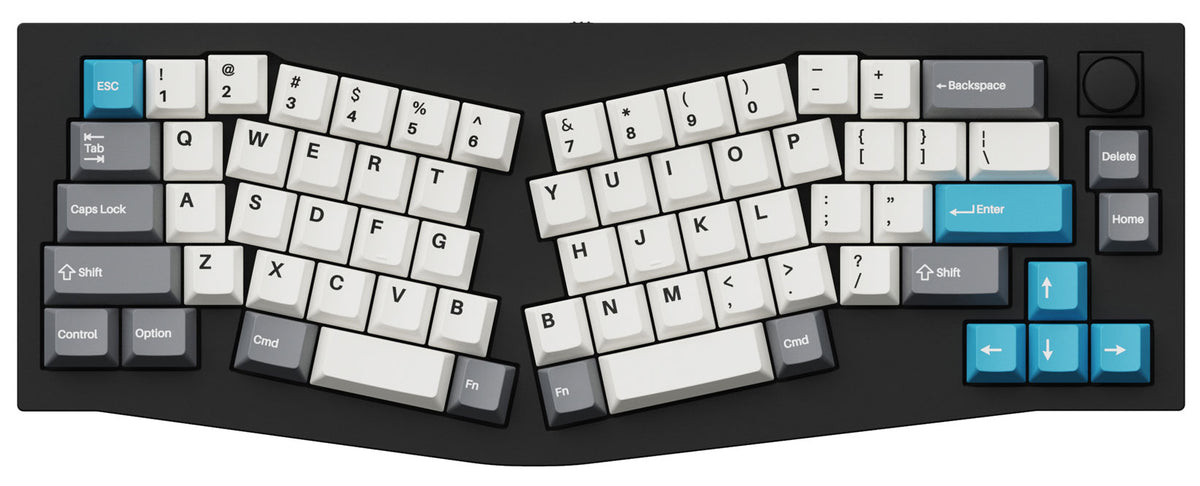 Keychron Double-Shot PBT Cherry Profile Full Keycap Set Grey White and Blue on Q8 Keyboard