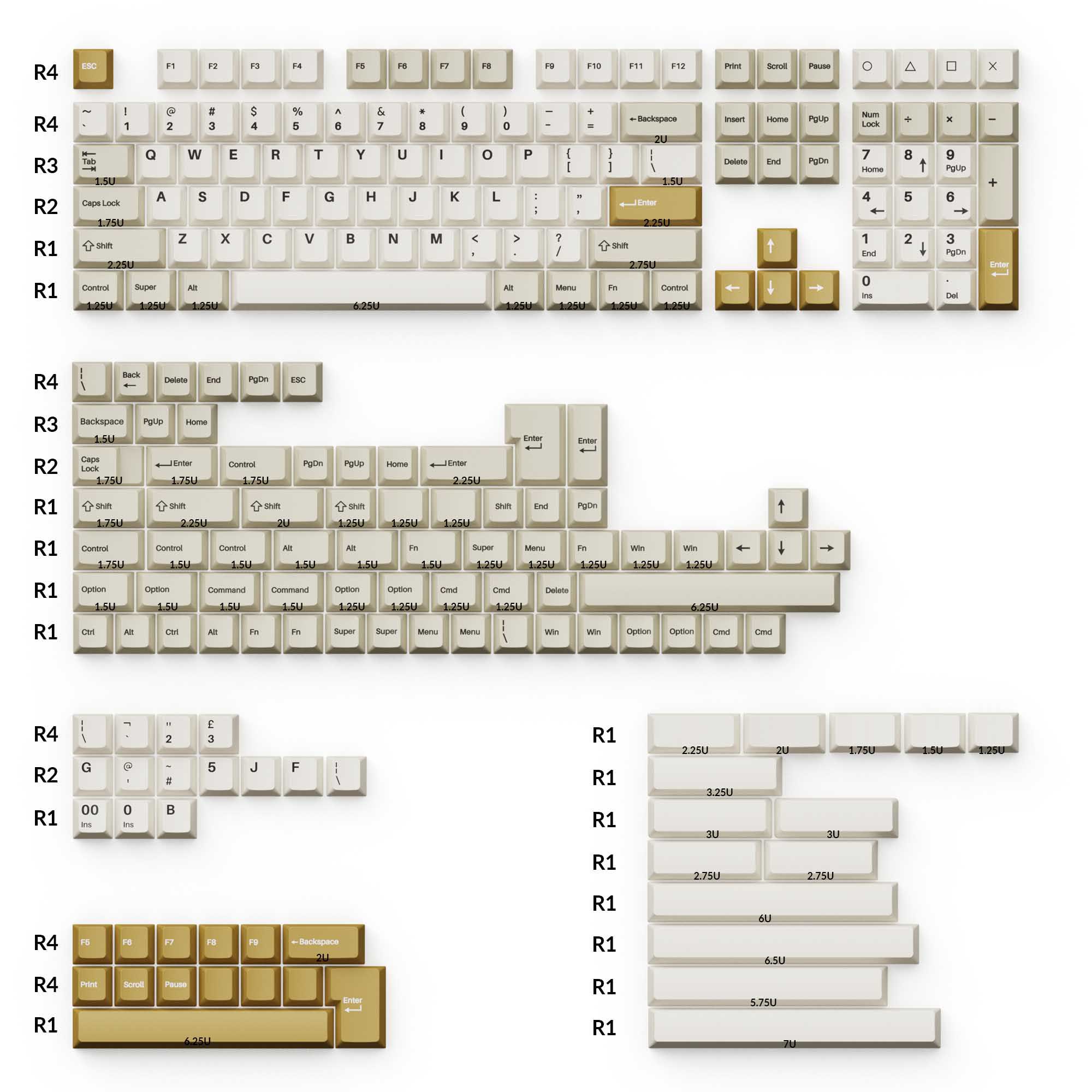 Keychron Double-Shot PBT Cherry Profile Full Set Keycaps - White Mint